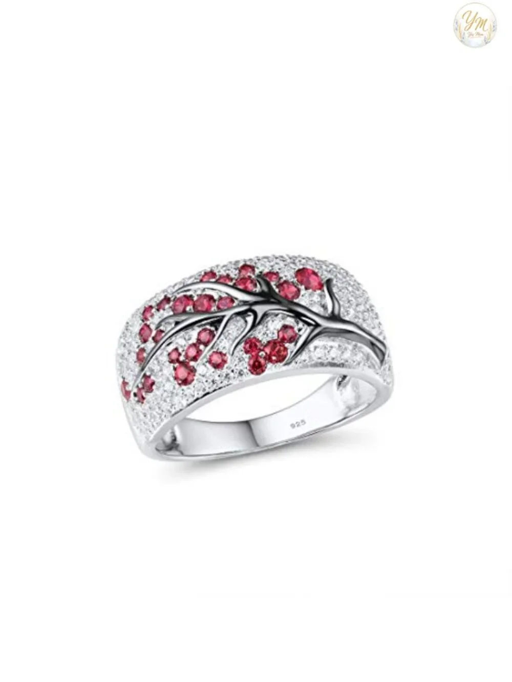 925 Sterling Silver Statement Ring Cubic Zirconia Tree Branches